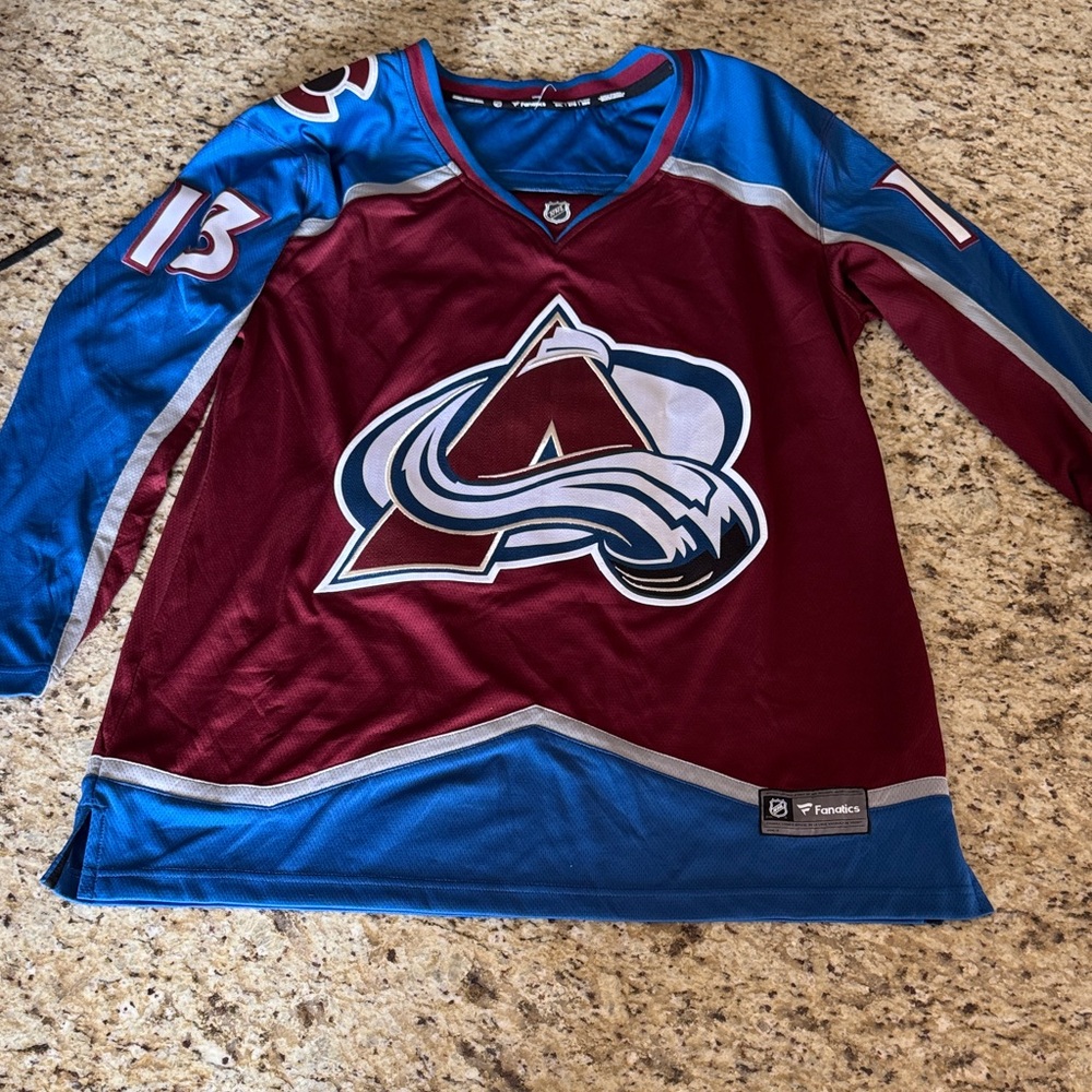 Fanatics Kids Burgundy and Blue Hockey Jersey